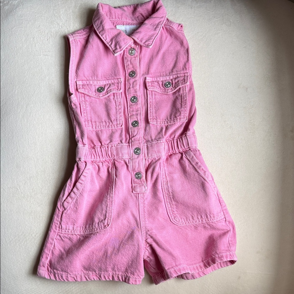 ZARA Pink Kids Denim Romper